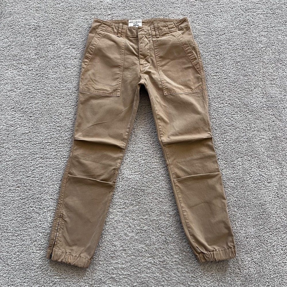 Nili Lotan Cropped French Military Pants Womens 0 Beige Twill Ankle Zip
